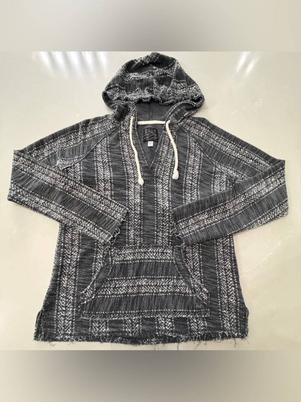 Billabong Black & Gray Woven Baja Hoodie, Women’s M